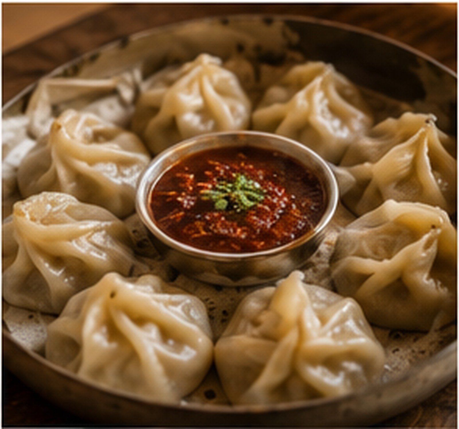 Steamed momos platter at The Yak Table