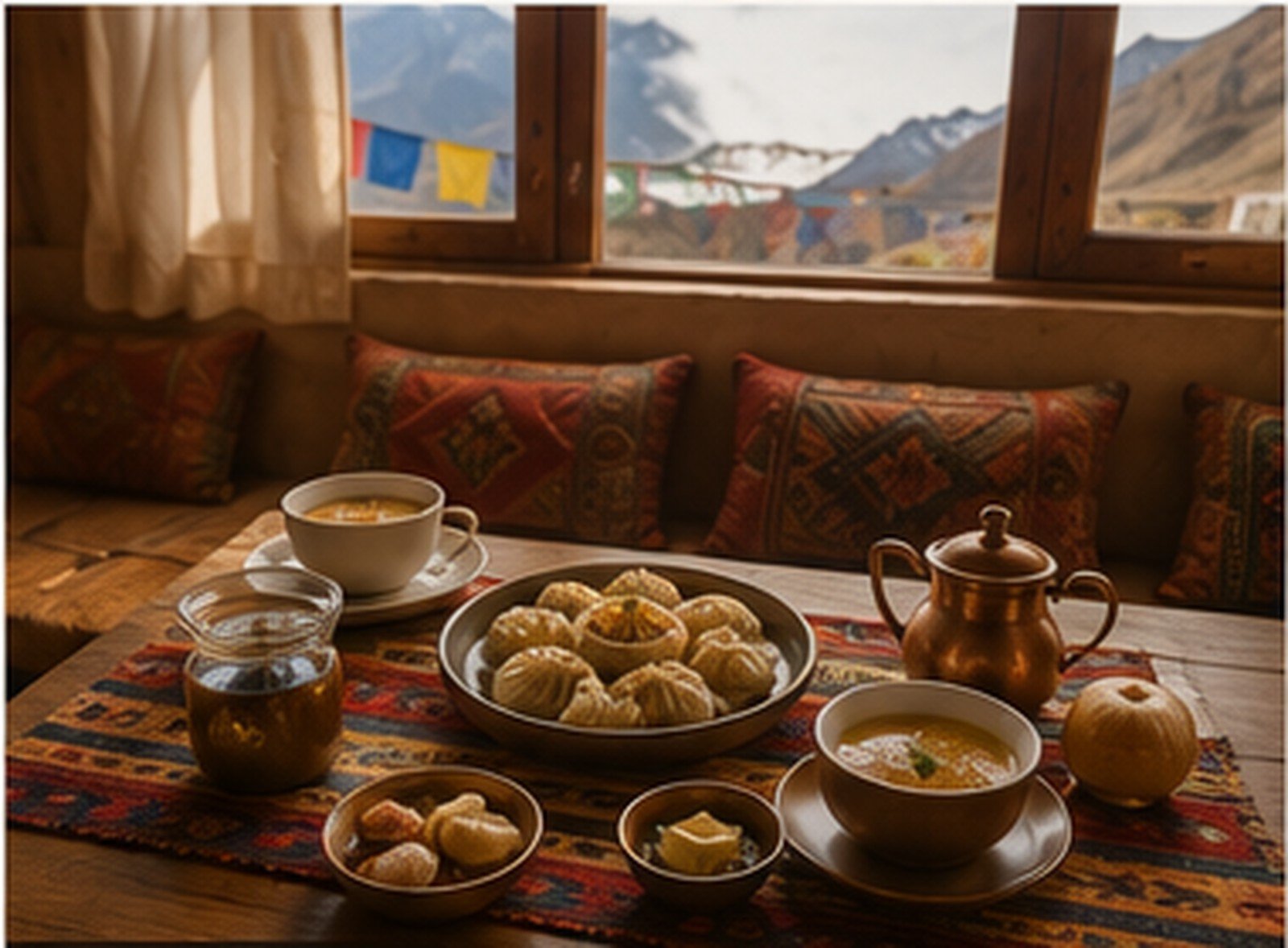 Breakfast with a mountain view
